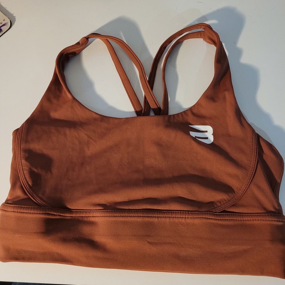 Burnt Orange Sports Bra with Strappy Back